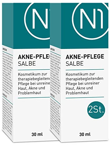 N1 Akne Pflege Salbe 60ml - getönte Pickel Creme - antibakteriell, verfeinert das Hautbild, auch für empfindliche Haut - Akne Creme Gesicht aus der Apotheke, Acne