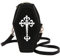 Exquisite Handtasche Gothic Sarg Form Geldbörsen Halloween Cross Crossbody Tasche Umhängetasche für Karneval Cosplay, Schwarz , Medium