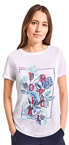 CECIL Damen B319206 Leinenshirt, Weiß, XL EU
