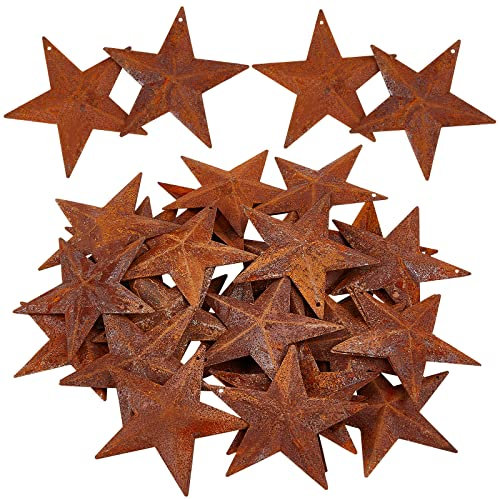 GORGECRAFT 30St 2.5 Vintage Scheunensterne Aus Rostigem Metall Antike Primitive Zinnstahlsterne Mit Löchern Originales Rustikales Eisenornament Retro-Akzente Für Bastelarbeiten Zu Hause Bauernhof