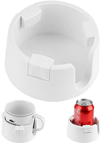 Adorila Anti-Spill Cup Holder, Adjustable Inner Diameter Drink Coaster with Sticker, Drink Holder for Home Office Outdoors (White)