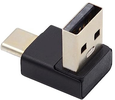 NFHK Adattatore di ricarica USB 3.0 ad angolo verso il basso da USB 3.0 tipo A maschio a USB 3.1 tipo C maschio, 10 Gbps, adattatore di ricarica a 90 gradi per telefono portatile
