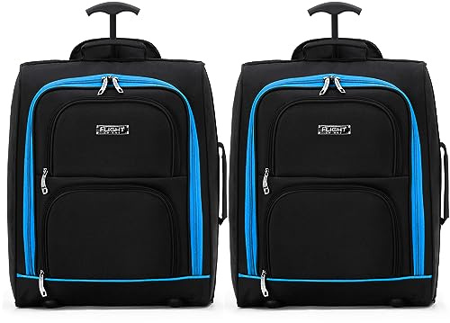 Flight Knight 2er-Set Handgepack-kabinenkoffer, Easyjet-untersitzzulassung, 2 Rader, Leichte Tasche, Ideal Fur Flugreisen, 45 X 36 X 20 cm