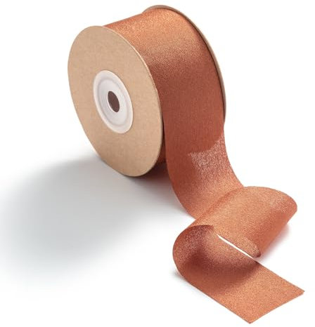 MORSUNBELA Geschenkband Terracotta 3,8 cm x 23 m Dickes Schleifenband Hochzeit Chiffonband Stoffband Seidenband Breit für Geschenk,Schleifen