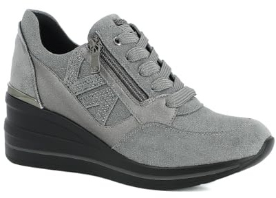 inblu Sneakers Donna con Tacco Rialzato, Scarpe da Ginnastica con Lacci E Cerniera