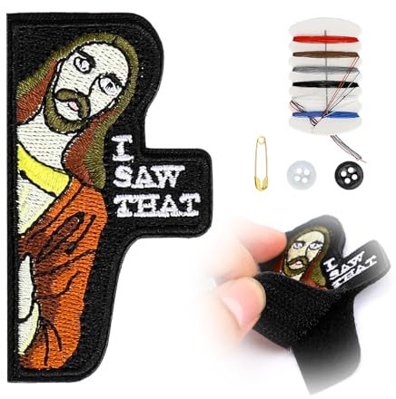 COMNICO I Saw That Tactical Military Patch, Funny Embroidered Fabric Hook and Loop Decorative Meme Patch Applique with Sewing Kit for Backpacks Clothes Hats