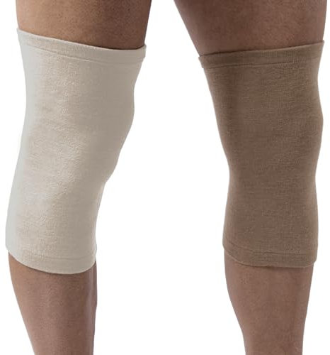 Beman 562 - Ginocchiera ortopedica in Lana d'Angora e Merinos Ginocchiera per Artrosi Ginocchio, Fascia Ginocchio per Dolori Articolari, Infiammazioni e Traumi, Ginocchiera Sportiva (Beige,5)