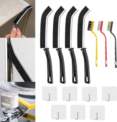 7 Pezzi Spazzole per Pulire Spazzola per la Pulizia Delle Fessure Spazzole di Pulizia Congiunte Spazzole di Pulizia Multiuso Trumenti di Pulizia per Uso Domestico, Per WC,Cucina,Fessure (Nero)