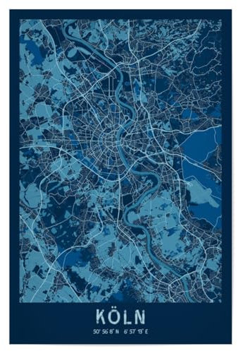 artboxONE Poster 75x50 cm Städte/Köln Stadtplan Köln City hochwertiger Design Kunstdruck - Bild köln köln köln City