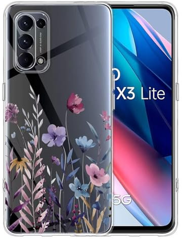 Kaywzo Hülle für Oppo Find X3 Lite,Transparent TPU Handyhülle mit Gemälde Blume Muster,Ultradünn Stoßfester Schutzhülle,Schön Silikon Cover Case-4