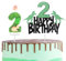 Dinosaur Cake Topper with Number Candle & 2 Dino Candles - Happy 2nd Birthday Dinosaur Theme Party Cake & Cupcake Topper