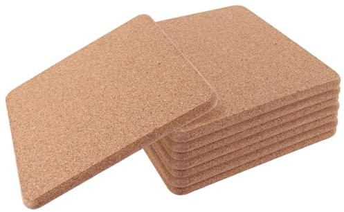 ZOFUN 8 Stück Topfuntersetzer aus Kork,19 x 19 cm Korkuntersetzer Eckig,10mm Quadrat Kork Untersetzer Topf, Korkplatten Board Holz Korkboard,Naturkork Untersetzer für DIY Handwerksbedarf