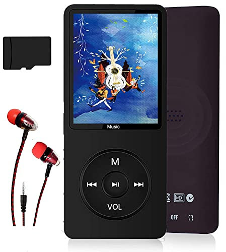 MP3-Player, Musik-Player mit 16GB Micro SD Karte, Ultra Slim Musik-Player mit eingebautem Lautsprecher, Photo Viewer, Video Play, FM Radio, Voice Recorder, E-Book Reader