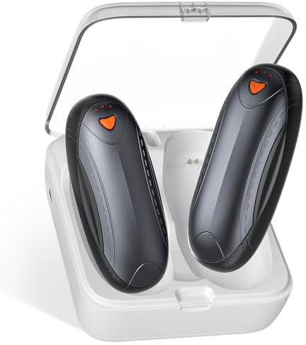 Paome Hand Warmers Rechargeable 2Pack, 14000mAh Electric Hand Warmers Reusable, Up to 48H Heating Portable Pocket Hand Warmers with Fast Charging Case for Outdoor, Cold Weather and Gifts