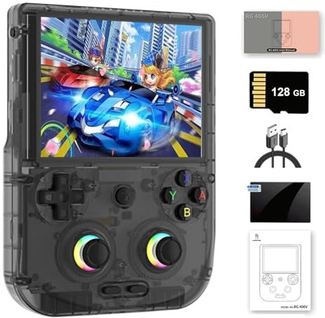 NULA RG406V - Consola de Juegos portátil Retro con Tarjeta TF 128G / 4000+ Juegos Android 13 Unisoc T820, Pantalla táctil IPS de 4 Pulgadas, Consola de Videojuegos, Compatible con 5G WiFi Bluetooth