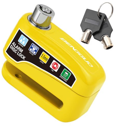 WMFASBAG Motorrad Alarm Rad Scheibenbremse Schloss mit Schlüssel Fahrrad Alarm Scheibenbremse Elektroschloss Aluminiumlegierung Motorrad Fahrradzubehör