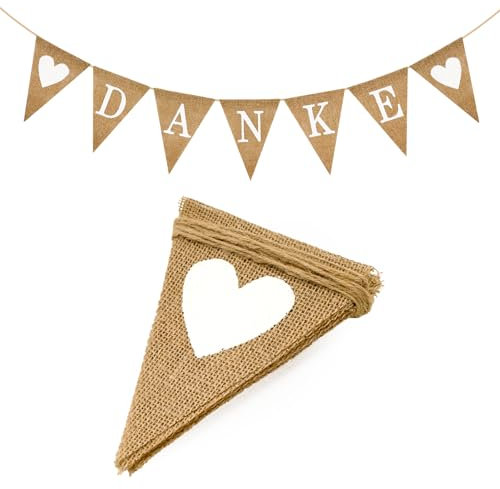 G2PLUS Danke Girlande Jute, Leinen Wimpelkette Danke, Vintage Danke Girlande, Boho Danke Wimpelkette, Rustikal Danke Wimpelgirlande für Hochzeiten, Partys