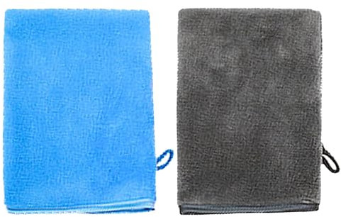 2 Stück Waschlappen Gesicht,mikrofaser Waschhandschuh Körper,Weich Waschhandschuhe,Waschlappen Frottee,Waschlappen Microfaser,Baby Körper Waschhandschuh,Wiederverwendbar,15 x 20cm (Grau Und Blau)