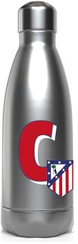 CyP Brands Atlético de Madrid - Botella Agua de Acero Inoxidable, Cierre Hermético, con Diseño Letra C en Rojo, 550 ml, Color Metalizado, Producto Oficial