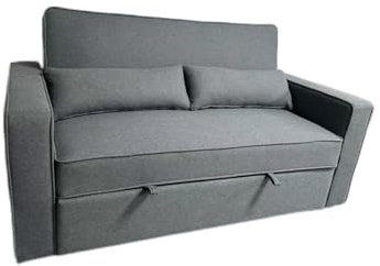 MUEBLIX.COM - Sofa Cama Almajano 2 Plazas, Sillón Cama, Cama Sofa, con Camas Extraíbles, Tejido Tela Antimanchas, Estructura Metálica y Madera, Sofa de Diseño, Color Gris