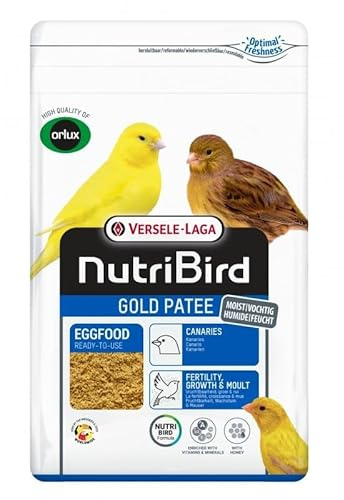Versele-Laga NutriBird Gold Patee Kanarien | 1 kg | Gebrauchsfertiges Eifutter für Kanarien, Exoten & Waldvögel | Mit 100% natürlichem Honig angefeuchtet | Mit Lysin & Methionin