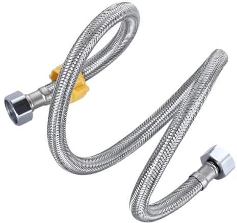 LYHYDMA Tuyau Douche Tuyau d'entrée de Robinet d'eau Chaude et Froide de 1/2 Pouces, en Acier Inoxydable 304, Tuyau d'eau tressé, Tuyau métallique for Chauffe-Eau(80cm)