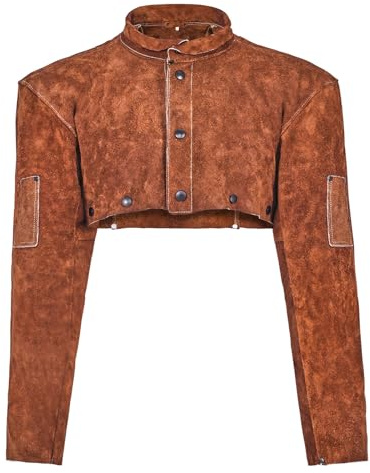 VEVOR Leather Welding Cape Sleeve, Heavy Duty Flame Resistant Cowhide Safety Cape Sleeves for Men Women, Heat-Resistant for Welding, Blacksmithing, Woodworking, Gardening, L-Size