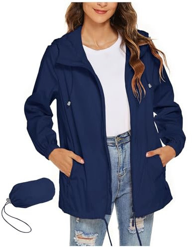 AEGJEGVD Vêtements Imperméables Femme Pas Cher Veste Mi Saison Imperméable Manteau Coupe-Vent Manteaux Imperméables De Pluie pour Femme Vestes De Extérieur Blazer Coupe-Vent Avec Poches Et Doublure