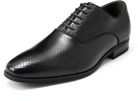 YFFUSHI Zapatos de Cordones para Hombre Oxford Perforados y Transpirables en PU Tejido Trabajo Traje Boda