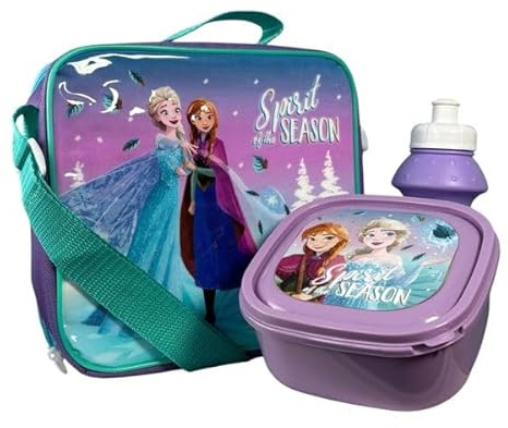 Anw Performance Kids Character Lunch Box Set – Insulated Lunch Bag with Matching Food Container & Bottle, BPA-Free, Leak-Resistant, Reusable School Lunch Set for Boys & Girls (Frozen)