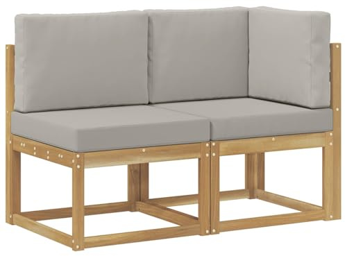 vidaXL Outdoor Mittel- und Ecksofa 2 Stück Weiß Massivholz Akazie, Moderne, wetterfeste Gartenmöbel, vielseitige Entspannung, Akazienholz, gemütliches Draußenleben