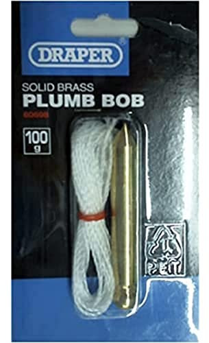 Draper 60698 Expert Brass Plumb Bob with 5m Nylon Line, 100g , Blue