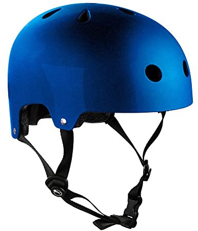 Helm für Skater,Scooter,Biker (Blau metallic, S - M / 53 - 56 cm)