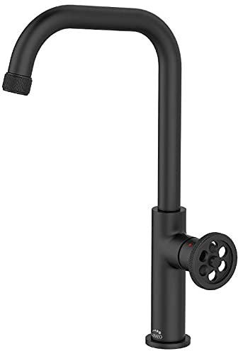 Standing Kitchen Tap Industrial Black Finished Brass Retro Style Ceramic Mixer