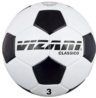 Vizari Classico Fußball Ball - Klassisch in Weiß/Schwarz - Trainingsball Fussball mit 32-er Muster - Steppnaht Technologie - Weiß, Schwarz - Größe 4