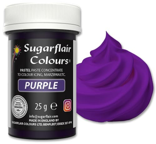 Sugarflair Food Colouring Paste Purple, Pastel Highly Concentrated Food Colouring for Buttercream, Sugar Paste, Royal Icing, Cake Decorations and More! Vibrant Colour Food Dye! - 25g