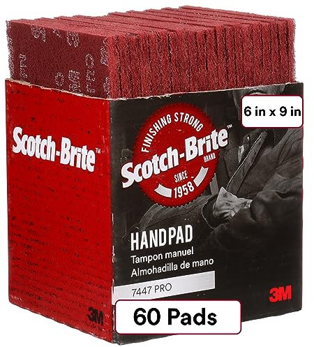 Scotch-Brite 7447 PRO Hand Pad - Hand Sanding Pad - For Metal Surface Preparation, Removing Rust and Paint and Finishing - 6 x 9
