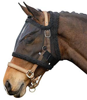 Netproshop Fliegenmaske ohne Ohren Tragbar ohne Halfter Shetty, Fohlen Pony/Cob/Full, Groesse:Shetty