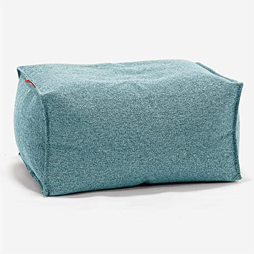 Lounge Pug Kleiner Fußhocker Pouf, Aqua Interalli Wollestof, Sitzpouf, Pouf Sitzsack Hocker Wohnzimmer