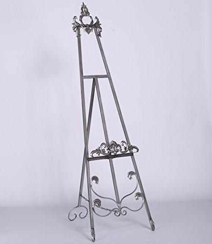 Tall Antiqued Silver Freestanding Metal Easel for Wedding Picture Display 165 cm