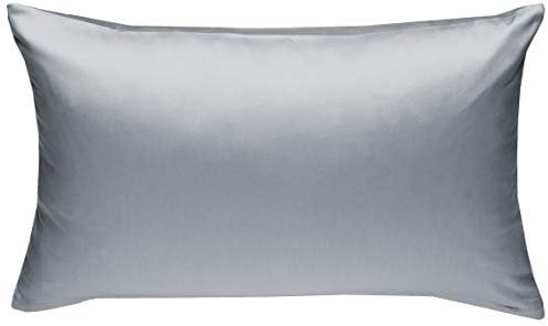 Bettwaesche-mit-Stil Mako-Satin Baumwollsatin Bettwäsche Uni einfarbig zum Kombinieren (Kissenbezug 50 cm x 70 cm, Grau)