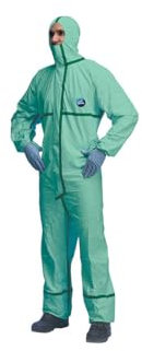 DuPont Tyvek 600 Plus Lot de 25 vêtements de protection chimiques avec capuche et coutures thermocollées, catégorie III, type 4-B, 5-B et 6-B Vert Taille M