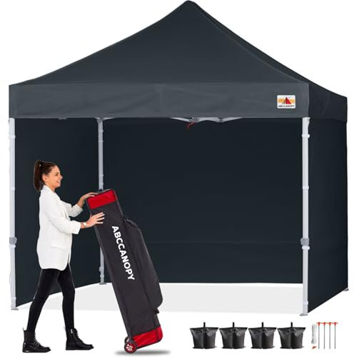 ABCCANOPY 3 * 3M Faltpavillon, Tragbarer und Stabiler Partyzelt, Wind- und Regendichter Gartenpavillon, mit 4 Seitenteilen, Schwarz