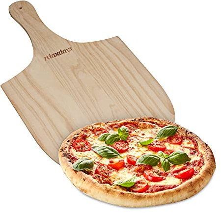 Relaxdays 3 x Pizzaschieber aus Holz, mit handlichem Griff, für Brot & Flammkuchen, Pizzaschaufel, BxT: 30,5 x 54 cm, Natur
