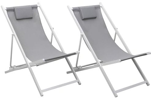 Happy Garden Set di 2 sedie CYPRUS - struttura in textilene grigio/bianco