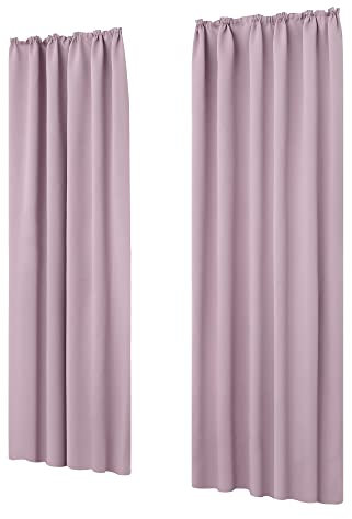 Deconovo Blickdicht Vorhang mit Kräuselband Gardinen Lärmschutz Kälteschutz, 260x140 cm(HöhexBreite), Hellpink, 2er Set