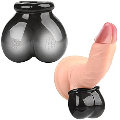 OnundOn Cockringe Extrem Silikon Hodenhalter Hodenpresse Hoden Sexspielzeug Pennisring Hodenring Dual Penisgefängnis Penis Hoden Scrotum Pouch (schwarz)