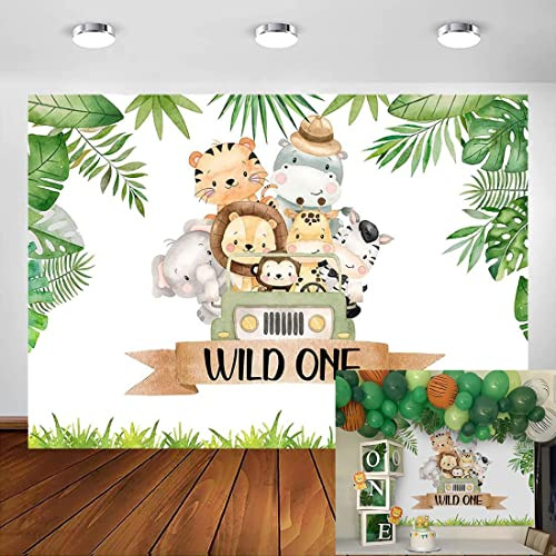 Avezano 1. Geburtstag Hintergrund Wild One Party Wald Dschungel Safari Photo Booth Hintergründe Wald Elefant AFFE Unisex Baby Shower Fotografie Hintergrund,2.2x1.5m