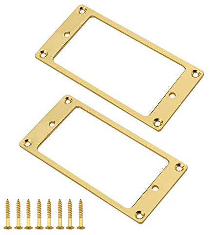 OTOTEC 2 anelli di montaggio per pickup humbucker dorati, con viti, raccordi 92 x 45,5 x 2 mm, in metallo, per chitarra elettrica, parti di ricambio