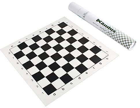 Andux Schachspiel Rollbares Schachbrett Nur Schachbrett XQQP-01 (Schwarz und Weiß, 42x42cm)